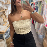 Beige Polka Dot Lace Tube Top