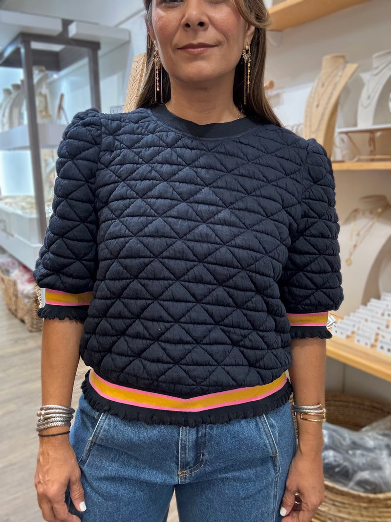 Navy Trim Detail Top