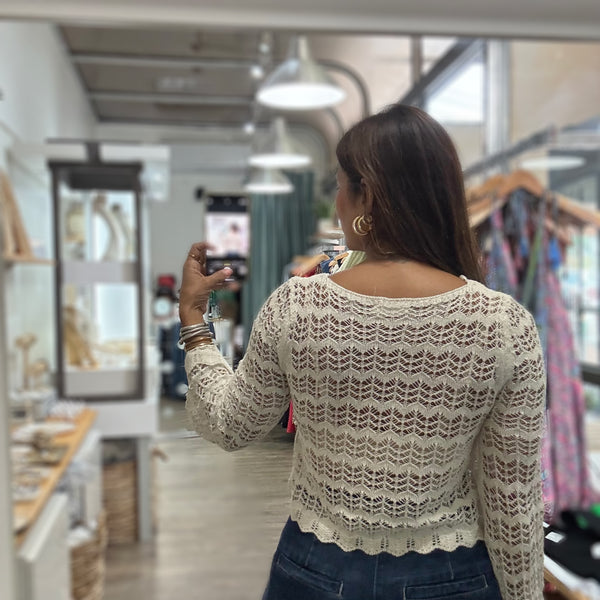Ivory & Gold Metallic Knitted Top