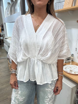 White Kimono Sleeves Top