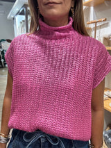 Pink Metallic Knitted Top