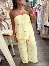 Yellow Polka Dots Top & Pants Set