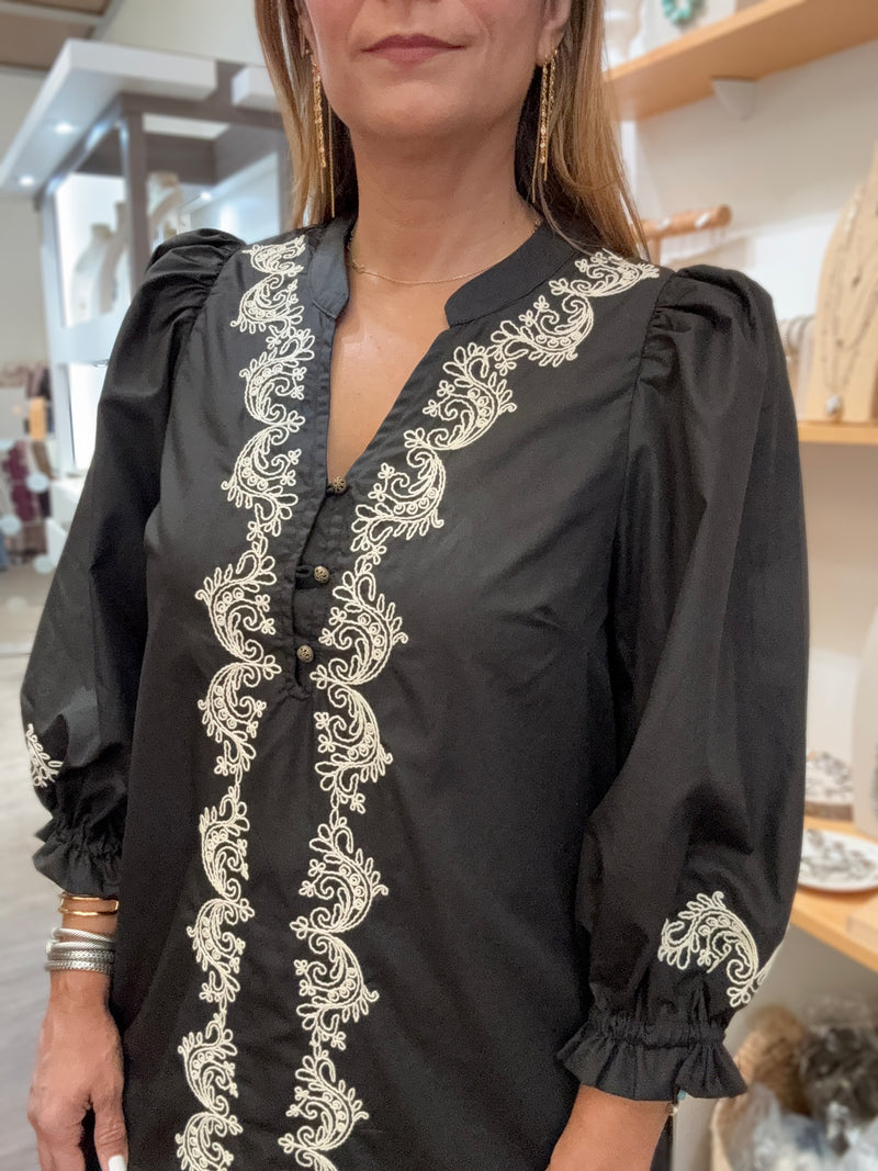 Black Embroidered Detail Dress