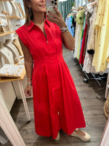 Red Front Zipper Dress