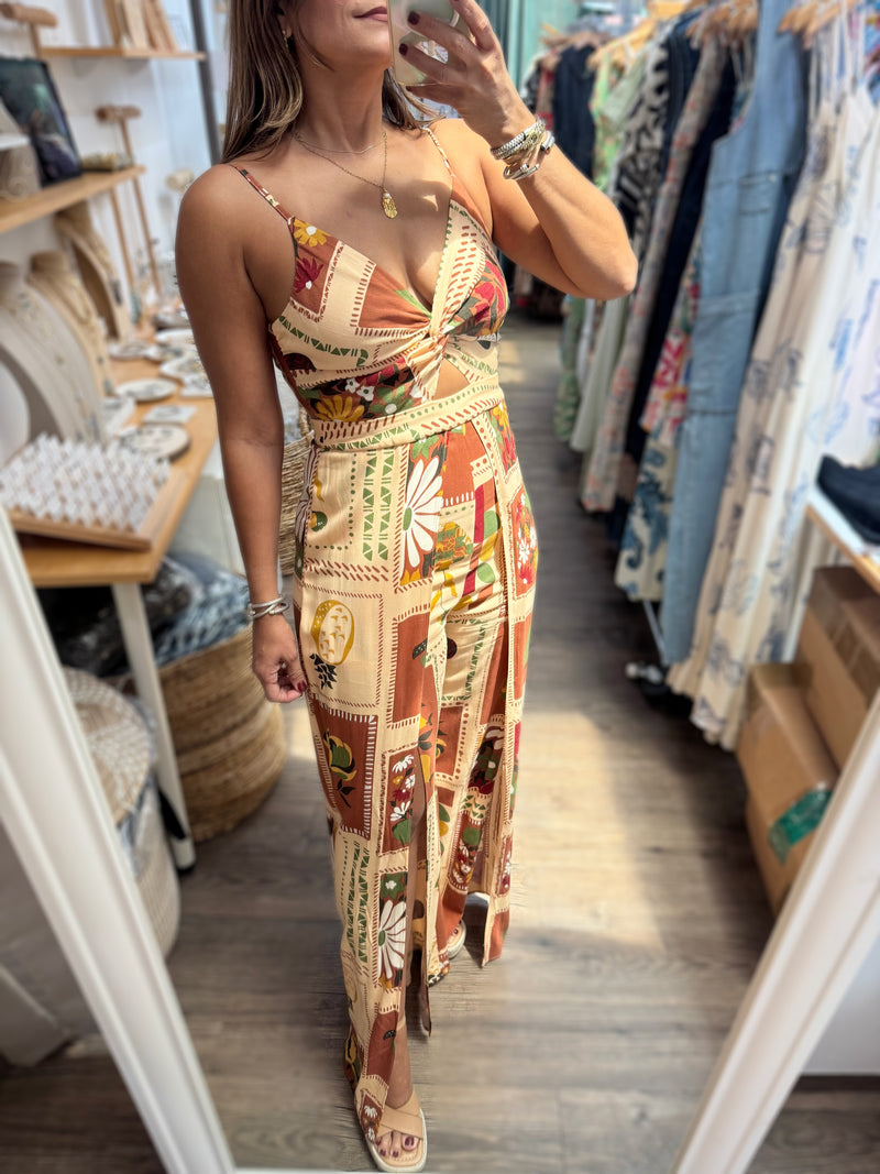 Earth Tones Print Jumpsuit