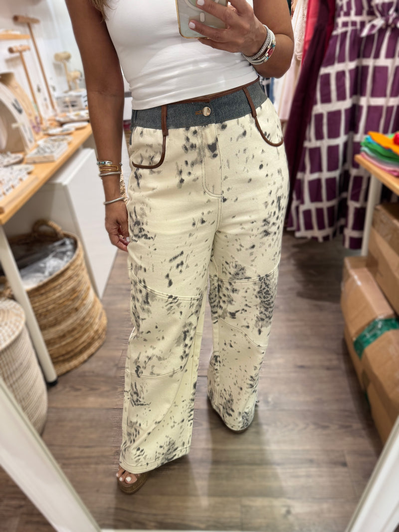 Ivory Printed Denim