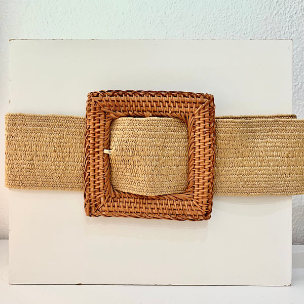 Big Square Straw Stretch Belt