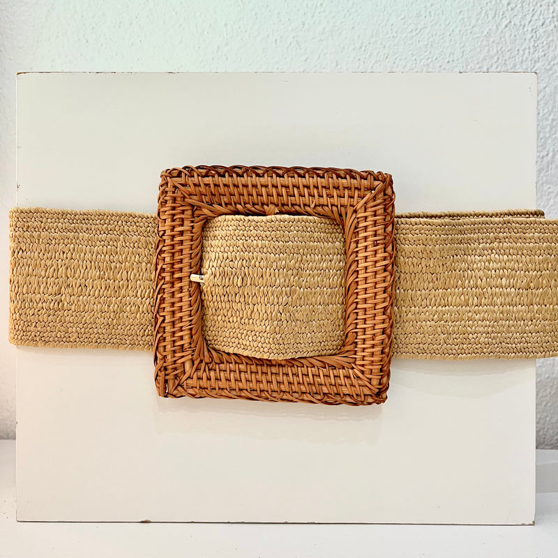 Big Square Straw Stretch Belt