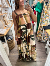 Sage Brown Mix Flowy Dress