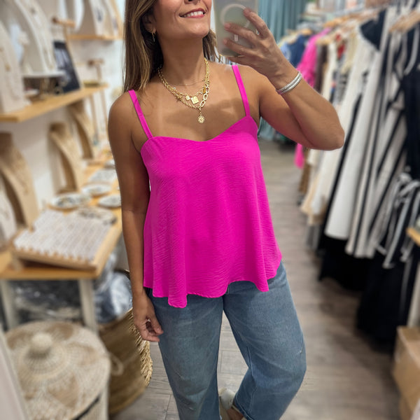 Fuchsia Flowy Cami Top
