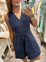Navy Contrast Stitch Dress