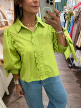 Chartreuse Scalloped Detail Top
