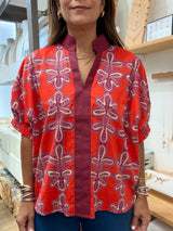 Brick Print Dolman Sleeves Top