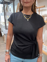 Black Front Knot Top