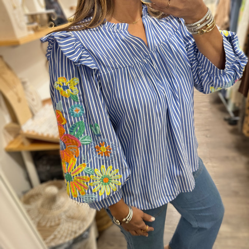 Embroidered Sleeves Top