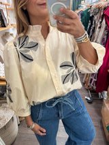 RE-STOCK Ivory Embroidered Flowers Top