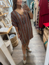 Bronze Metallic Dolman Sleeves Dress