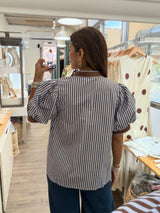 Blue & Brown Stripes Top