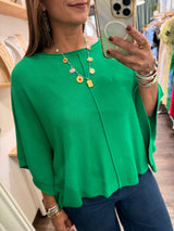 Green Kimono Sleeves Top