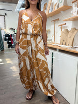 Caramel Print Racerback Top & Harem Pants Set