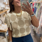 Taupe Circles & Stripes Top