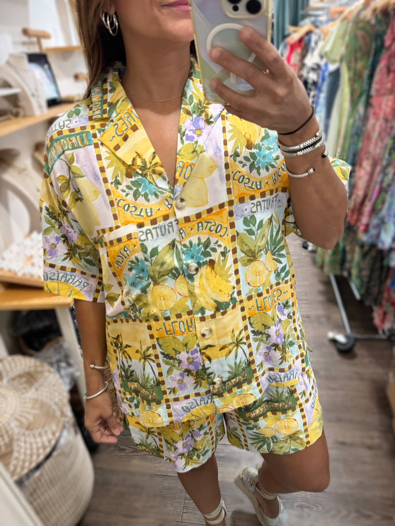 Tropical Sun Print Top & Short Set