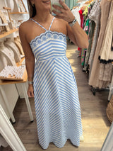 Light Blue Scalloped Detail Dress