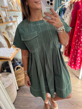 Hunter Green Front Pocket Dress