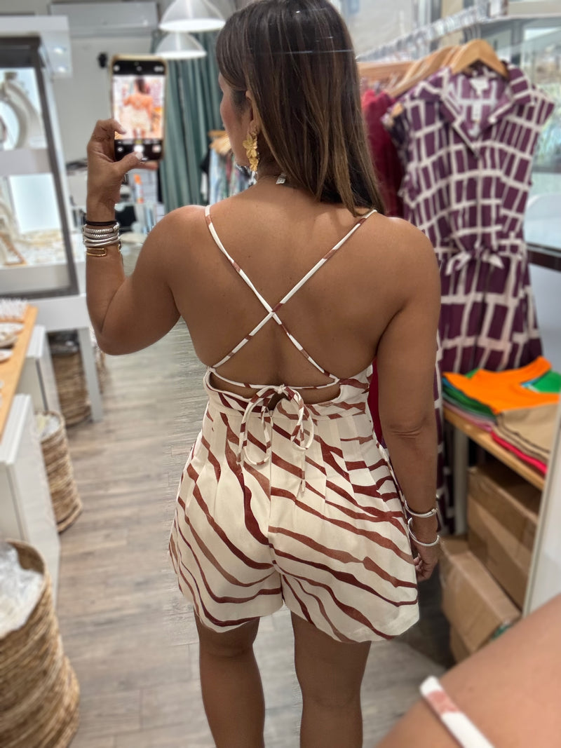 Zebra Print Back Detail Romper