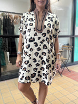 Animal Print Dolman Sleeves Dress