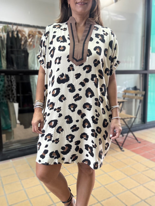 Animal Print Dolman Sleeves Dress