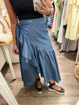 Chambray Wrap Around Skirt