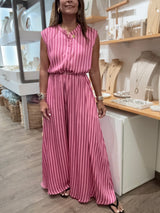 Pink/Fuchsia Stripes Oversized Jumpsuit