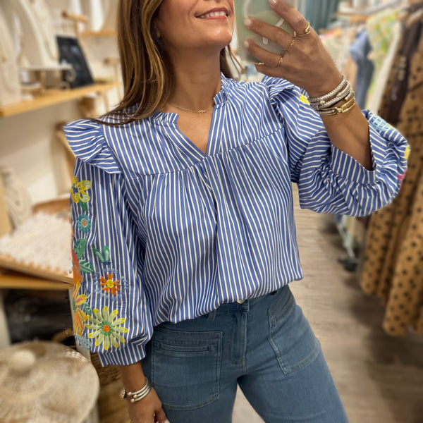 Embroidered Sleeves Top