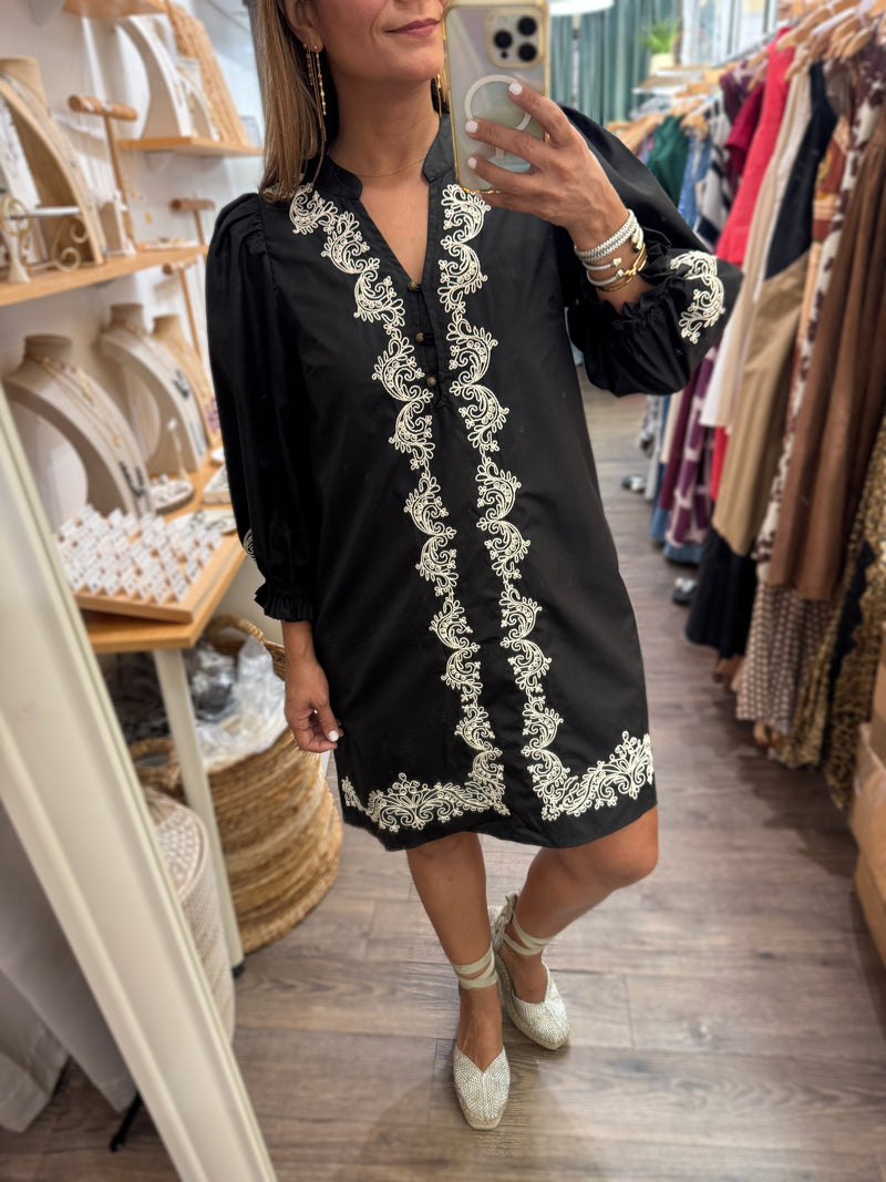 Black Embroidered Detail Dress