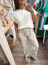 White Grommet Detail Top