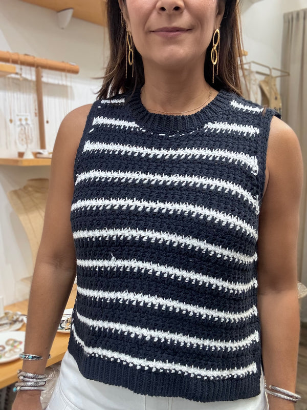 Navy Knitted Top