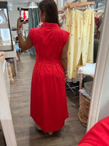 Red Front Zipper Dress
