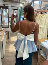 Blue Stripes Back Detail Top