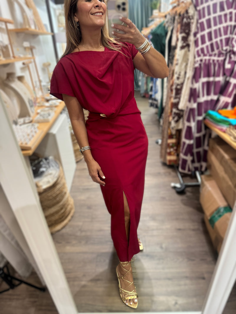 Scarlet Drape Neck Dress