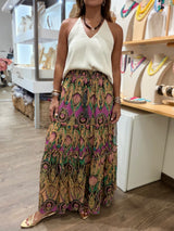 Orchid Print Boho Skirt