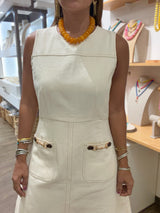 Ivory Front Pockets Dress