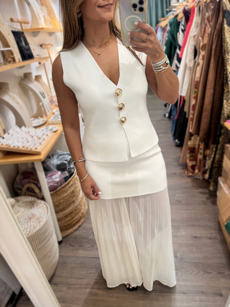 Ivory Vest & Skirt Set