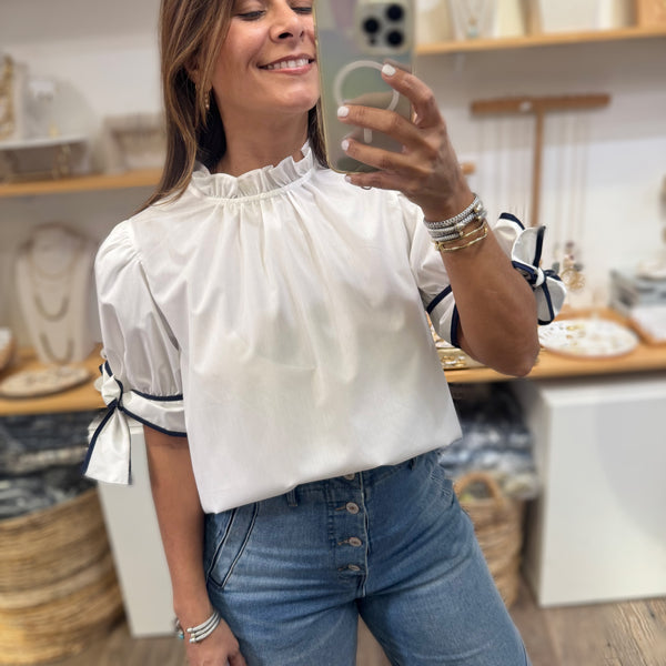 White Sleeve Detail Top