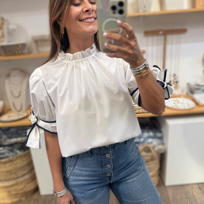 White Sleeve Detail Top