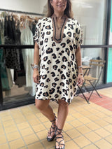 Animal Print Dolman Sleeves Dress