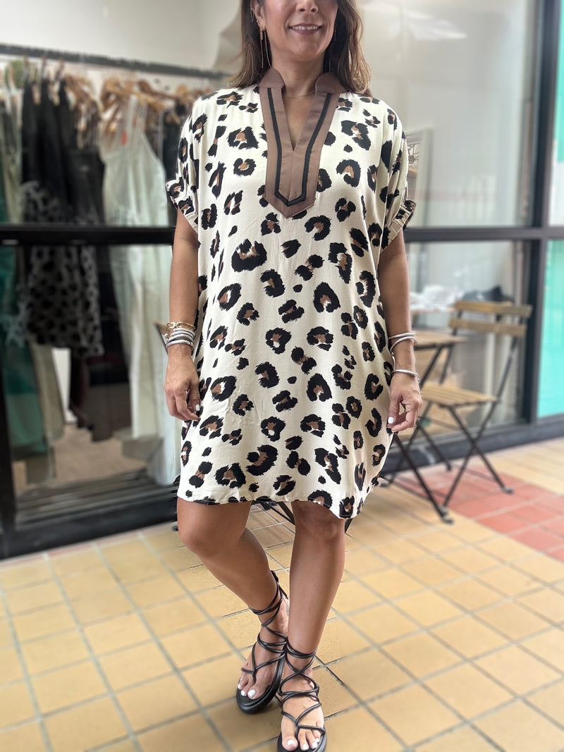 Animal Print Dolman Sleeves Dress
