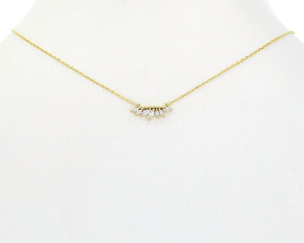 Gold CZ Cluster Necklace (NI)