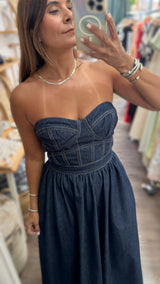 Dark Denim Strapless Dress