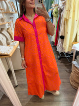 Orange & Magenta Printed Dress